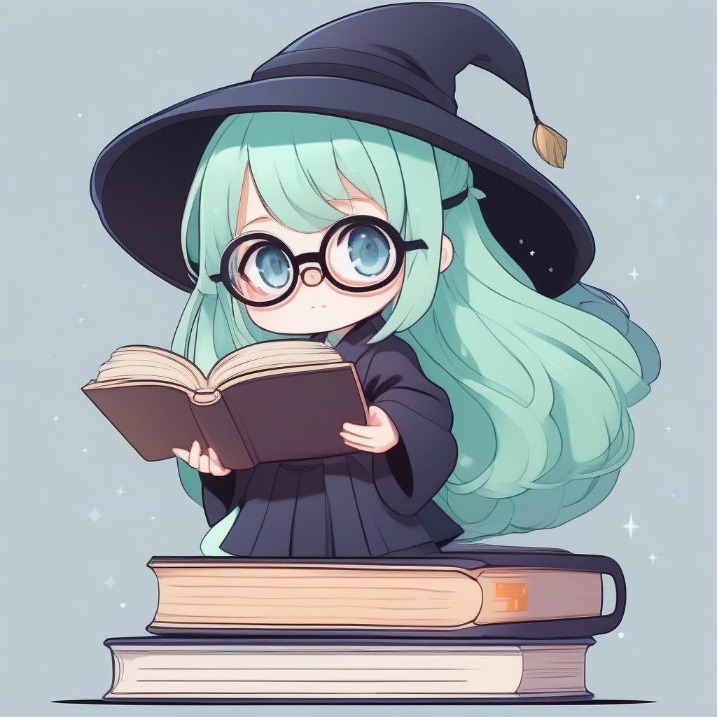戴眼镜的学霸小魔女:超清细节全身立绘与书本堆 5 戴眼镜的学霸小魔女:超清细节全身立绘与书本堆