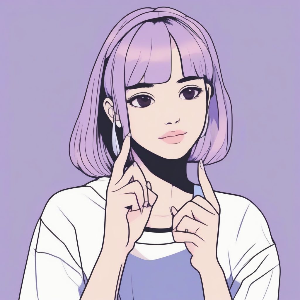 带着简单心形手势的极简少女头像