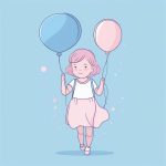 淡蓝色气球Q版少女:轻松愉快的涂鸦风格插画 7 dan lan se qi qiu q ban shao nyu qing song yu kuai de tu ya feng ge cha hua