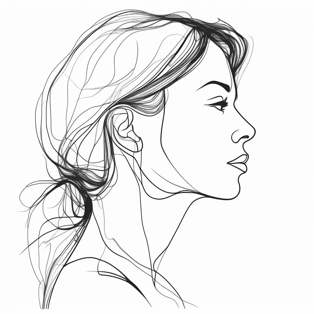 单线人像侧面轮廓：极简主义矢量肖像艺术