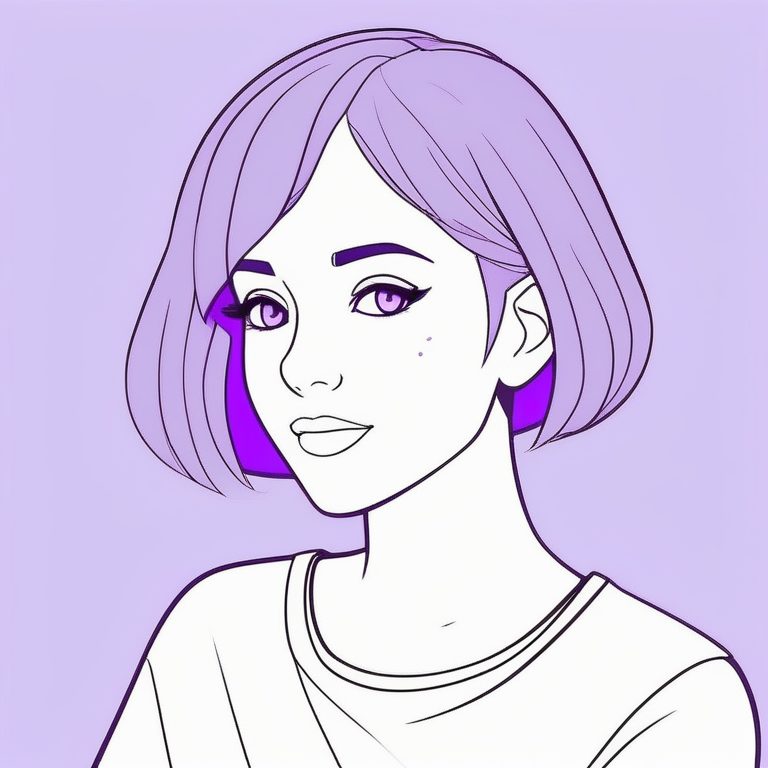 淡紫色纯色背景极简少女肖像