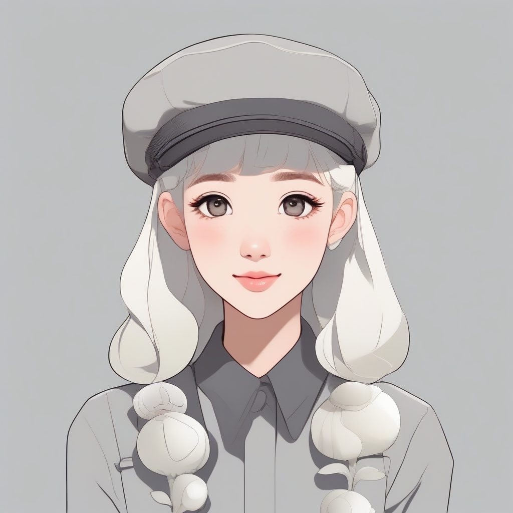 低饱和纯色：香草白俏皮眨眼少女AI提示词