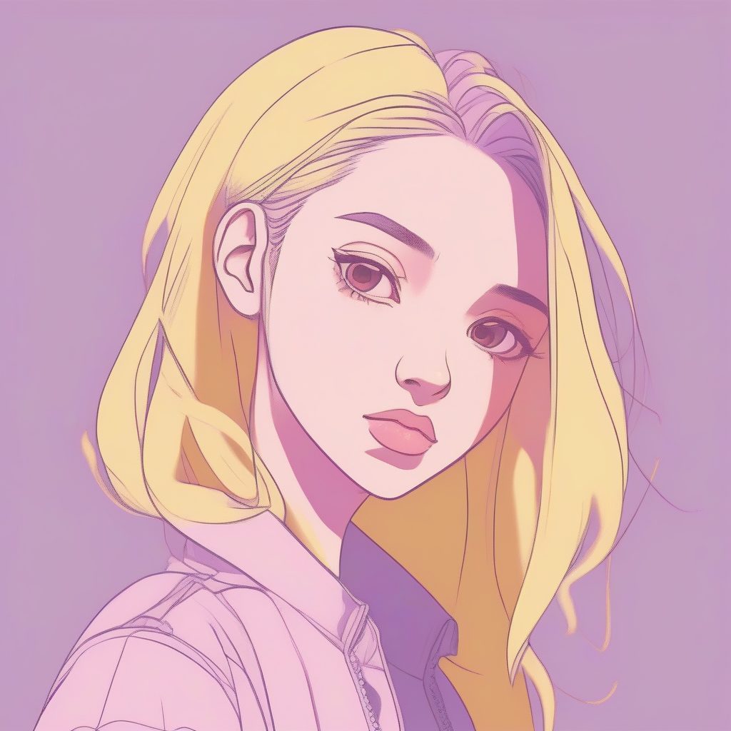 低饱和度卡通女孩：嘟嘴生气的可爱表情特写生成