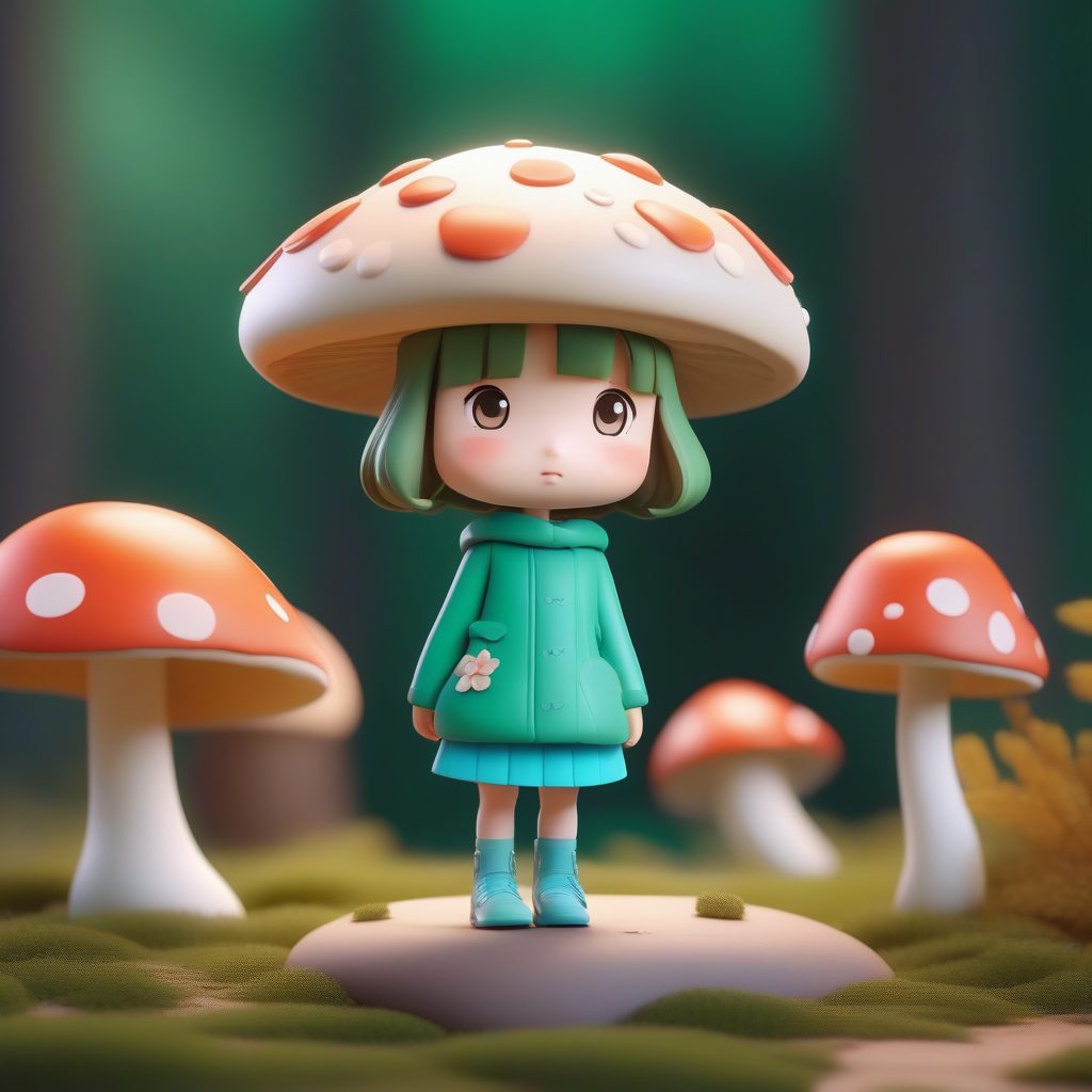 迪士尼风格：躲在蘑菇后面的Q版森林逃亡公主盲盒