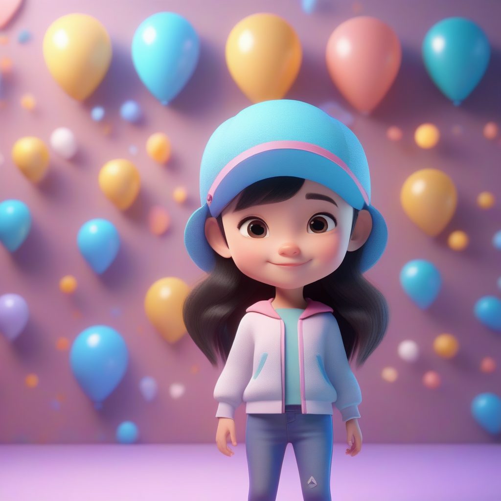 迪士尼皮克斯风格Q版女孩:C4D高精度3D全身渲染,纯色背景AI艺术 1 迪士尼皮克斯风格Q版女孩:C4D高精度3D全身渲染,纯色背景AI艺术