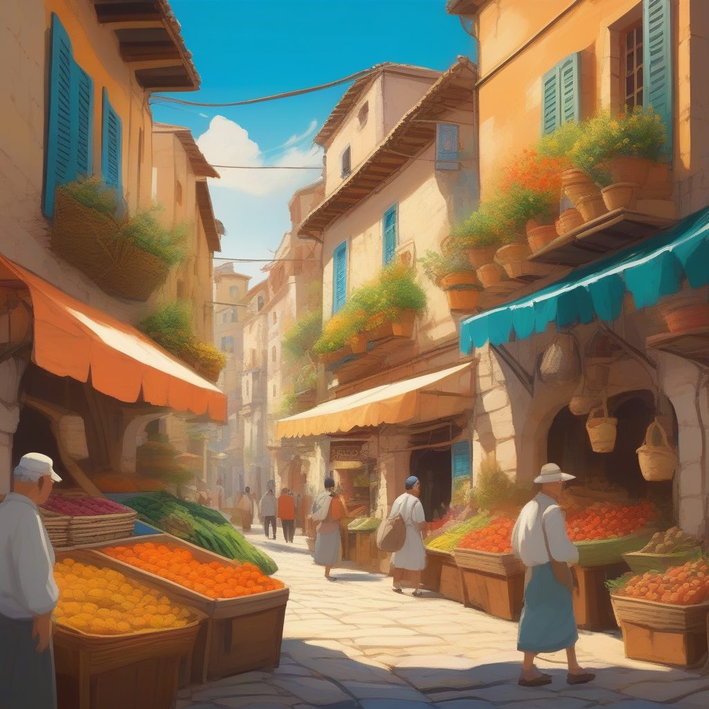 地中海集市：阳光下的喧嚣小镇街道