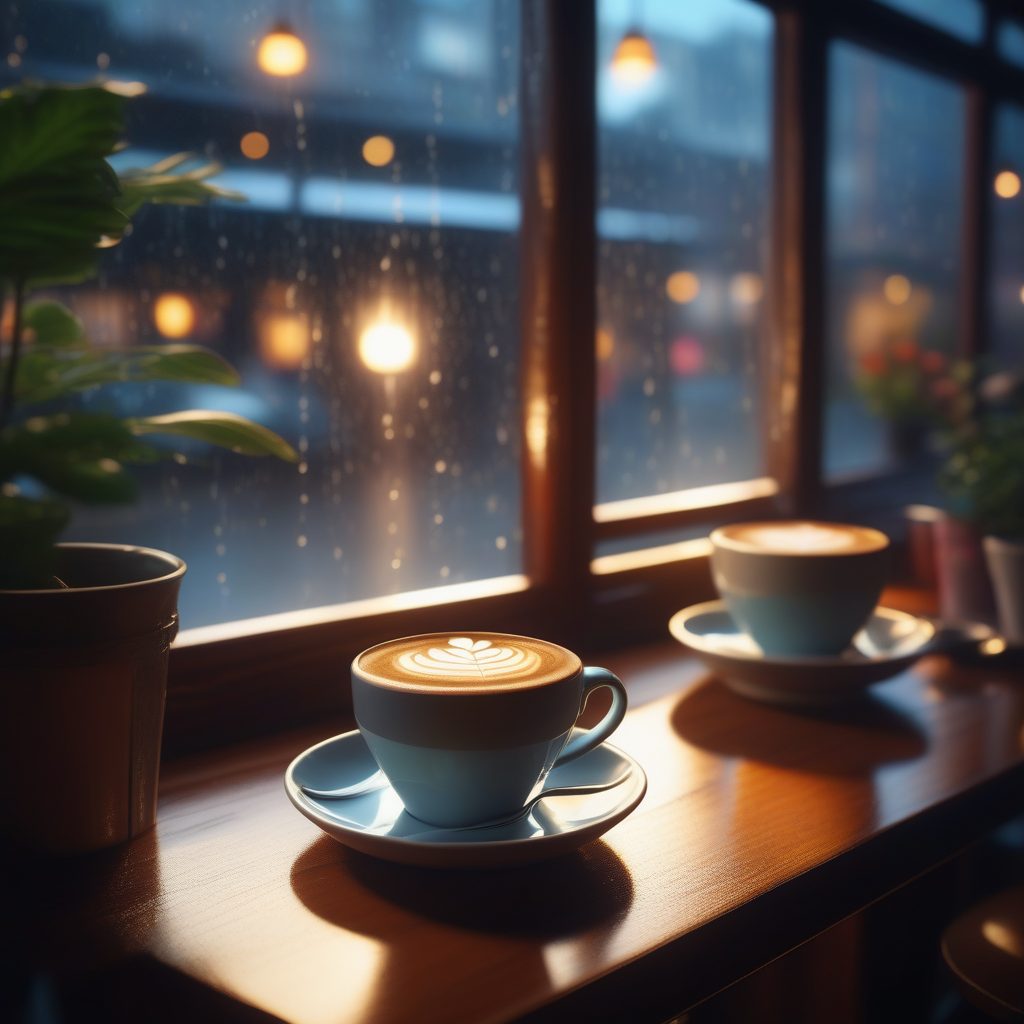 电影感雨天室内场景:新海诚风格咖啡馆与热拿铁