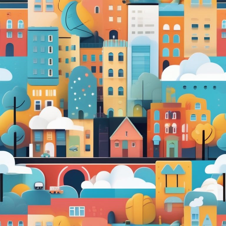 动画风趣味色块城市景观