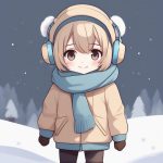 冬季保暖Q版角色:超大围巾与无辜大眼,温暖米色背景 7 dong ji bao nuan q ban jue se chao da wei jin yu wu gu da yan wen nuan mi se bei jing