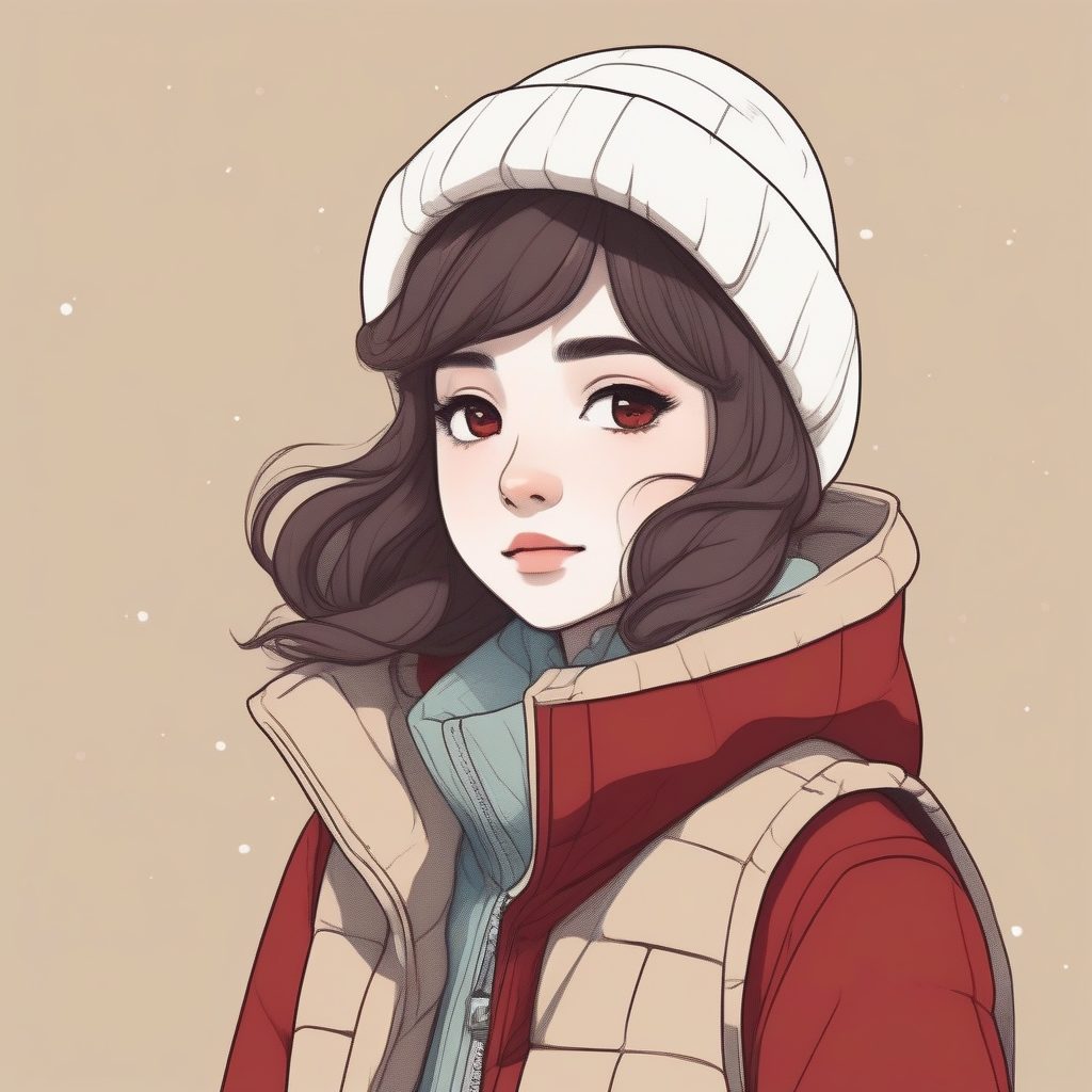 冬日时尚简化:羽绒背心与极简红调肖像