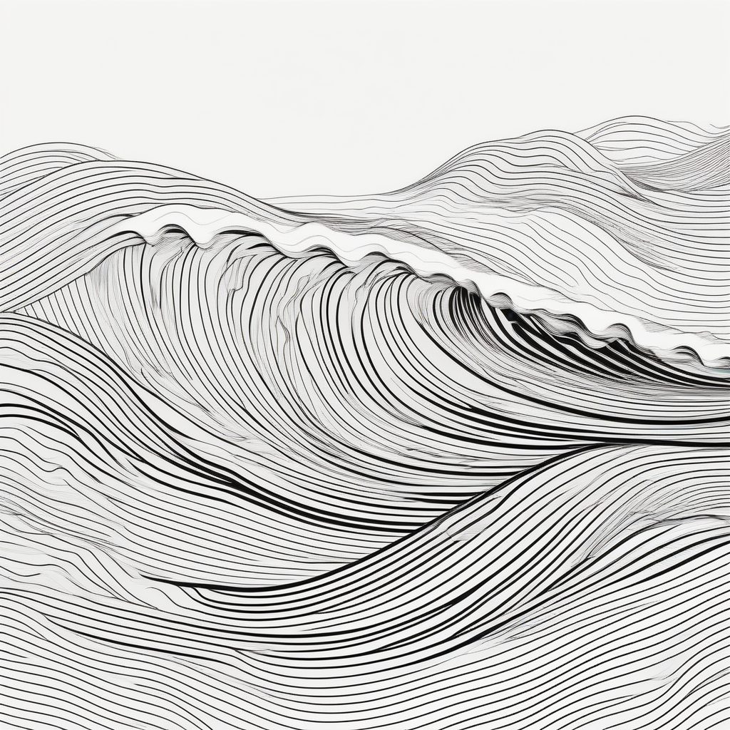 动态海浪抽象线条艺术：极简主义B&W矢量设计