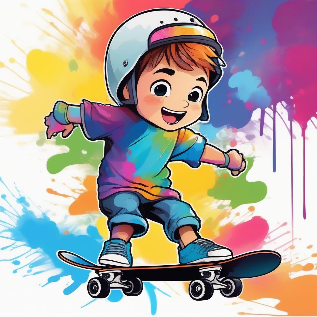 动态滑板:抽象几何线条与Q版男孩的运动感描绘 3 动态滑板:抽象几何线条与Q版男孩的运动感描绘