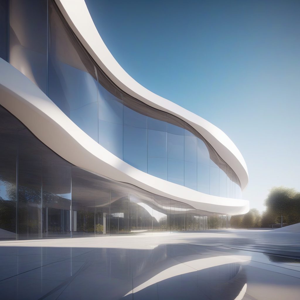 动态流线：新未来主义玻璃艺术博物馆建筑渲染