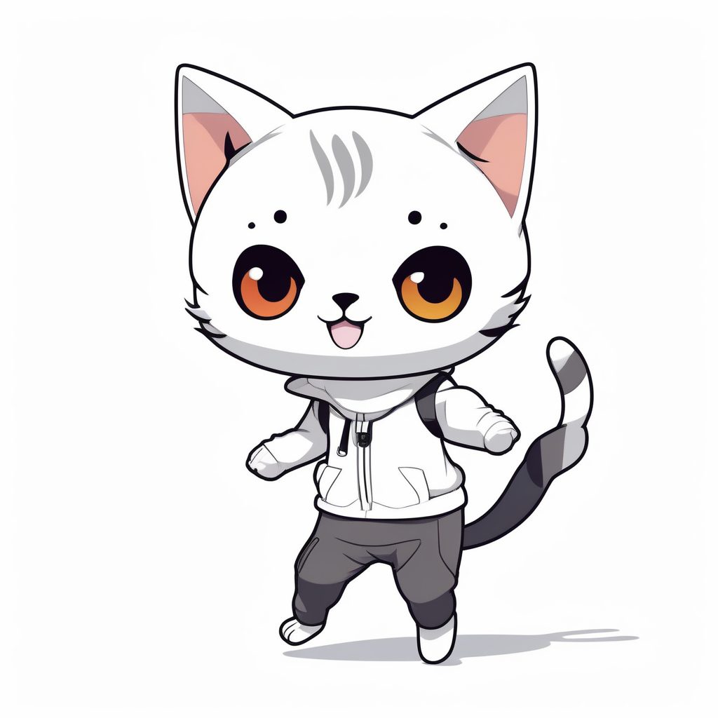 动态萌力:纯白背景上的跳跃猫耳Q版 1 动态萌力:纯白背景上的跳跃猫耳Q版