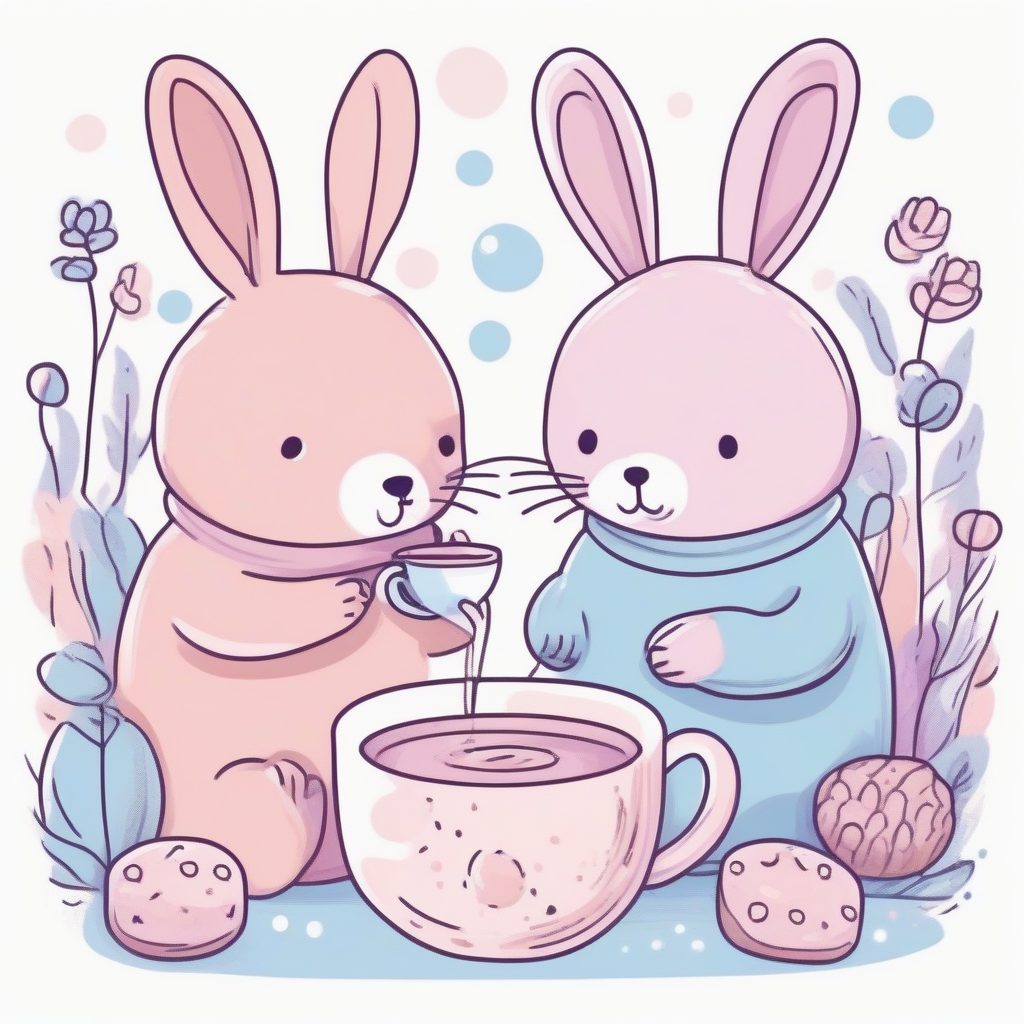 动物们的泡泡下午茶：极简可爱风茶会场景