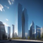 都会之巅:参数化玻璃幕墙的现代摩天大楼渲染图 2 dou hui zhi dian can shu hua bo li mu qiang de xian dai mo tian da lou xuan ran tu