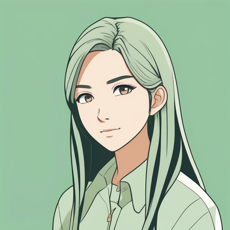 豆沙绿底极简系少女肖像