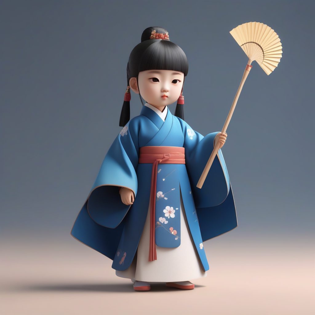 独家明制汉服盲盒角色设计：全身站立照，C4D光线追踪高转化率提示词