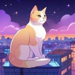 都市流行风彩色猫咪天台夜景 6 du shi liu xing feng cai se mao mi tian tai ye jing