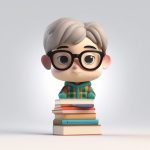 堆书书呆子Q版:平衡书籍的3D全身粘土模型渲染图 3 dui shu shu dai zi q ban ping heng shu ji de 3d quan shen nian tu mo xing xuan ran tu