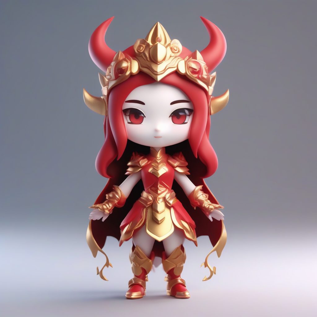 恶魔公主Q版魅魔：高贵站姿粘土材质Octane光追模型