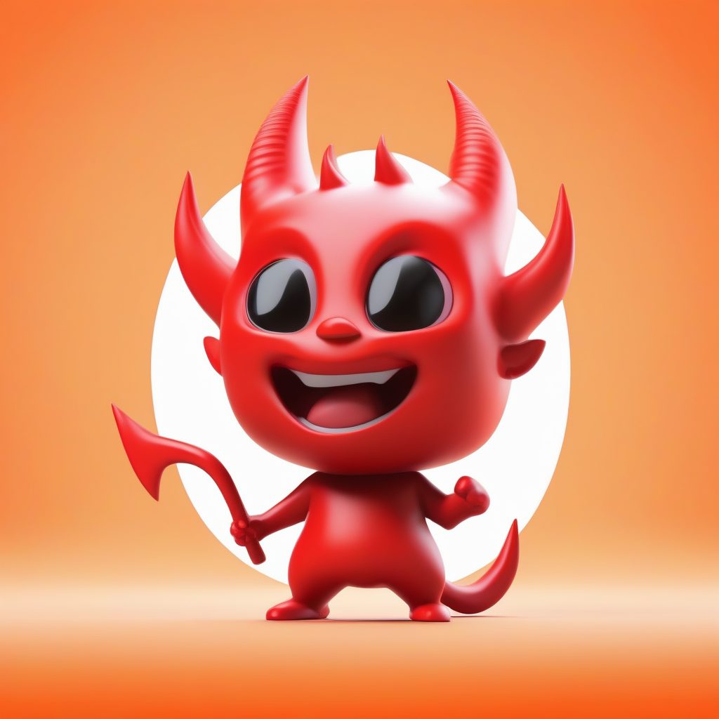 恶魔小精灵Q版：手持三叉戟的C4D高光全身图