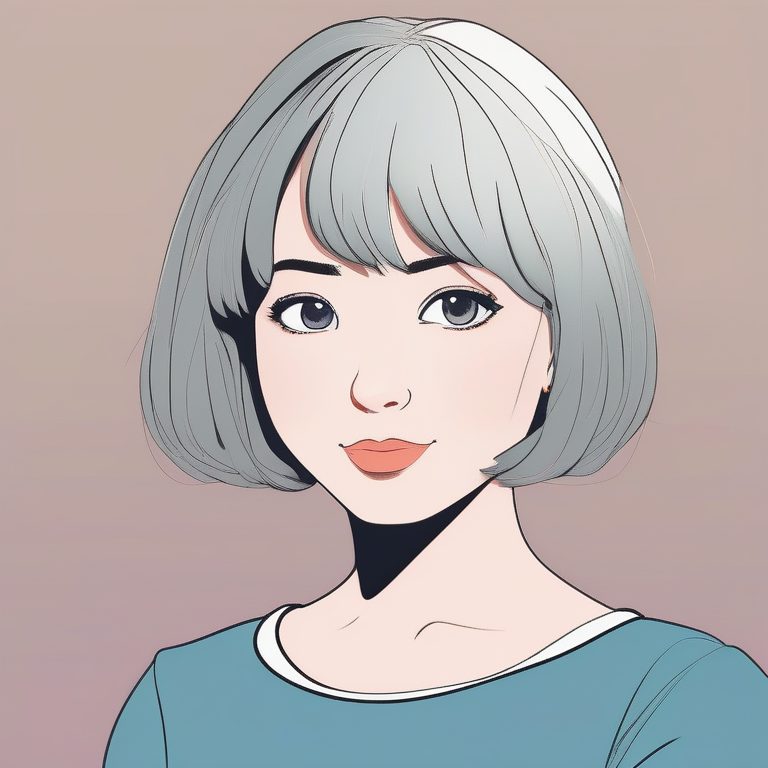 二次元极简风格女孩肖像,纯色背景,干净简洁