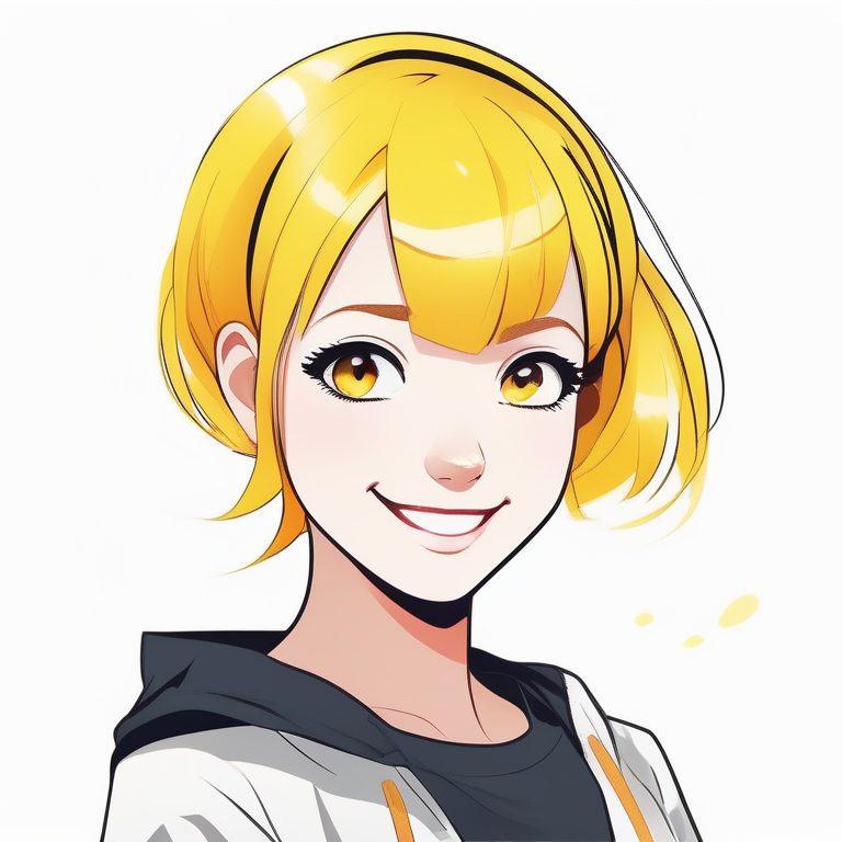 二次元极简风格女孩肖像——黄色短发阳光少女