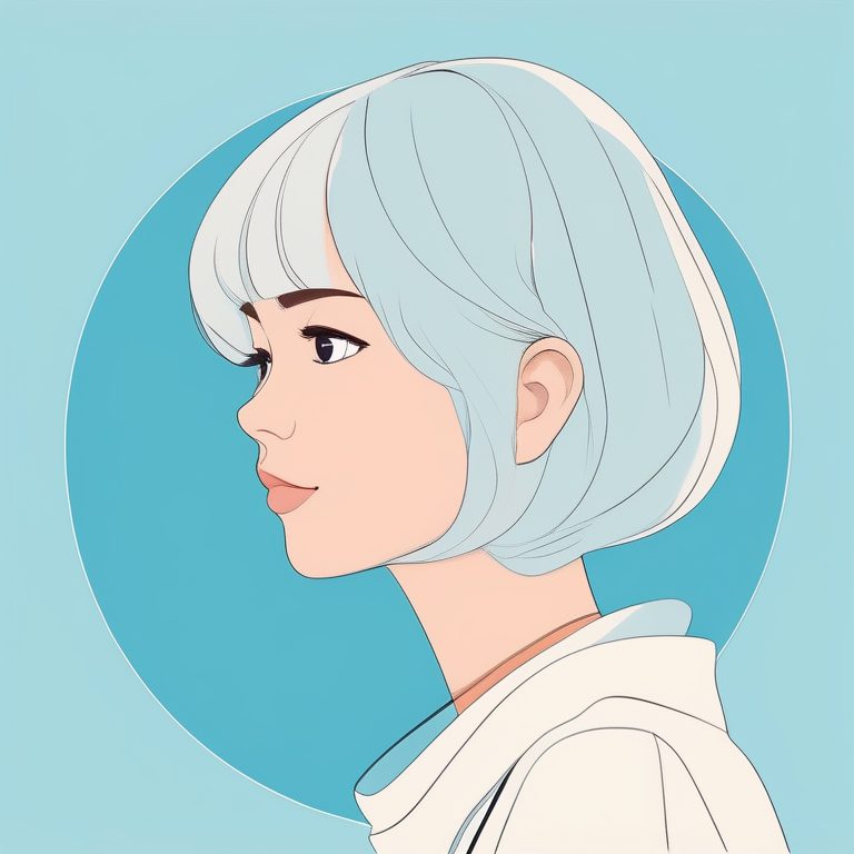 二次元极简风格女孩肖像:清新短发少女