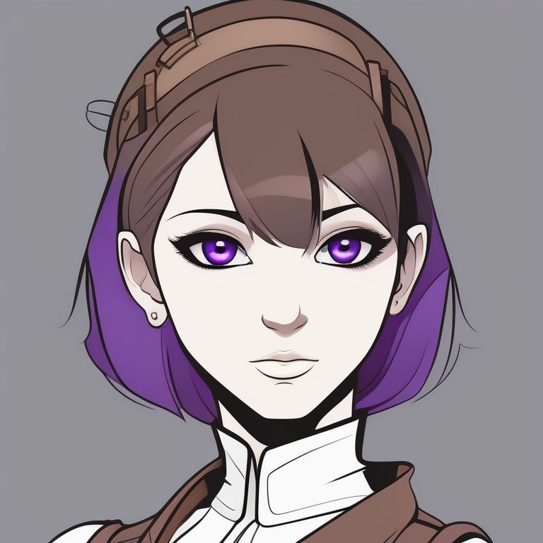 二次元极简风格女孩肖像——紫眼蒸汽朋克少女