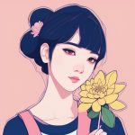 er ci yuan xian tiao hua na zhuo hua de ji jian shao nyu tou xiang