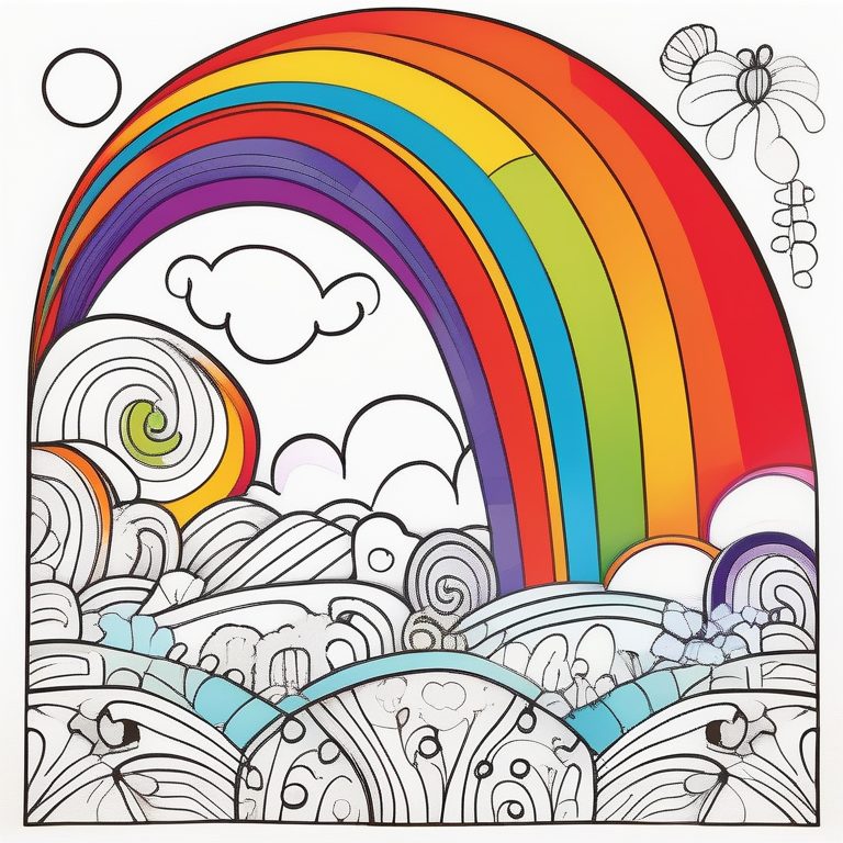 儿童创意涂鸦风格的彩虹剪贴画