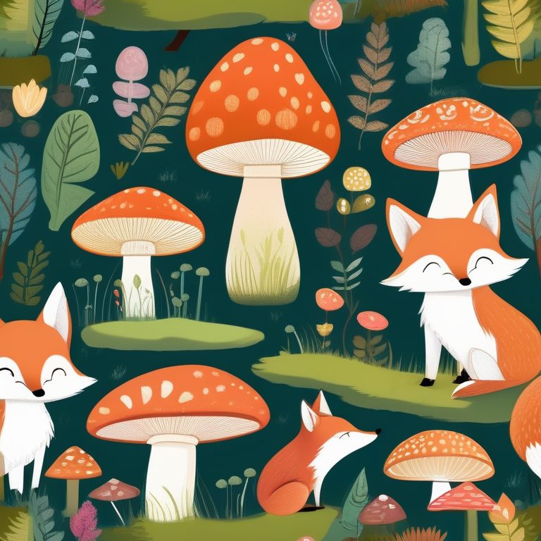 儿童故事书风格的小狐狸探险