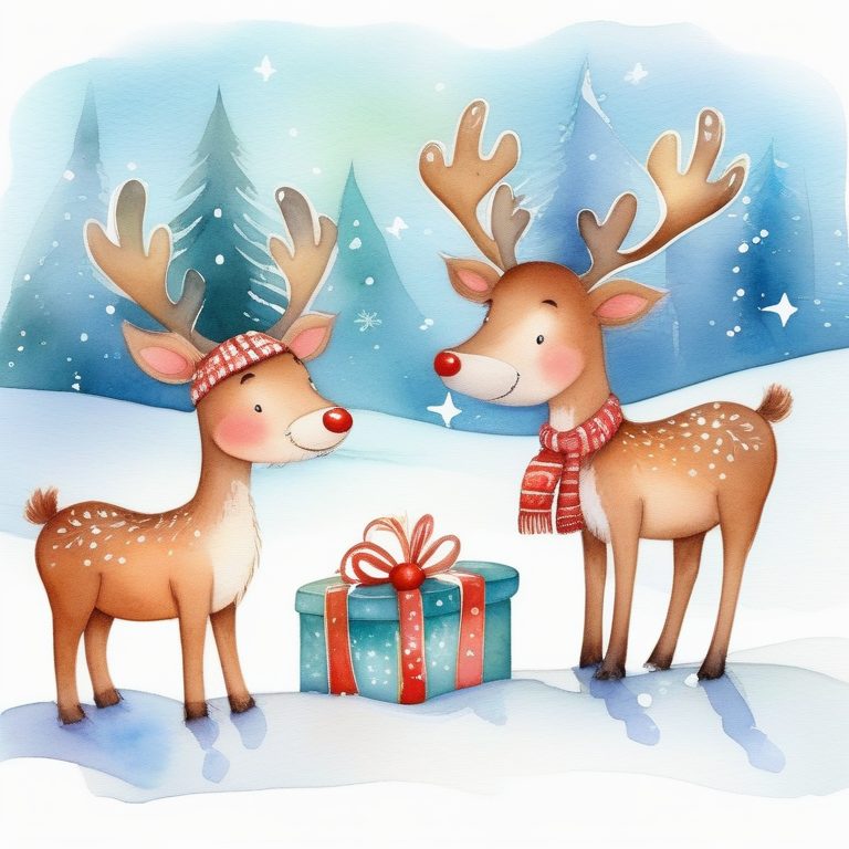 儿童圣诞故事水彩角色