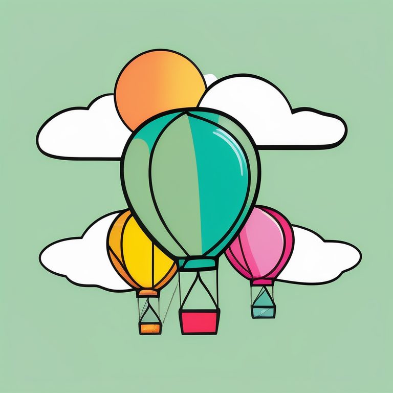 儿童手绘剪贴风格的彩色气球