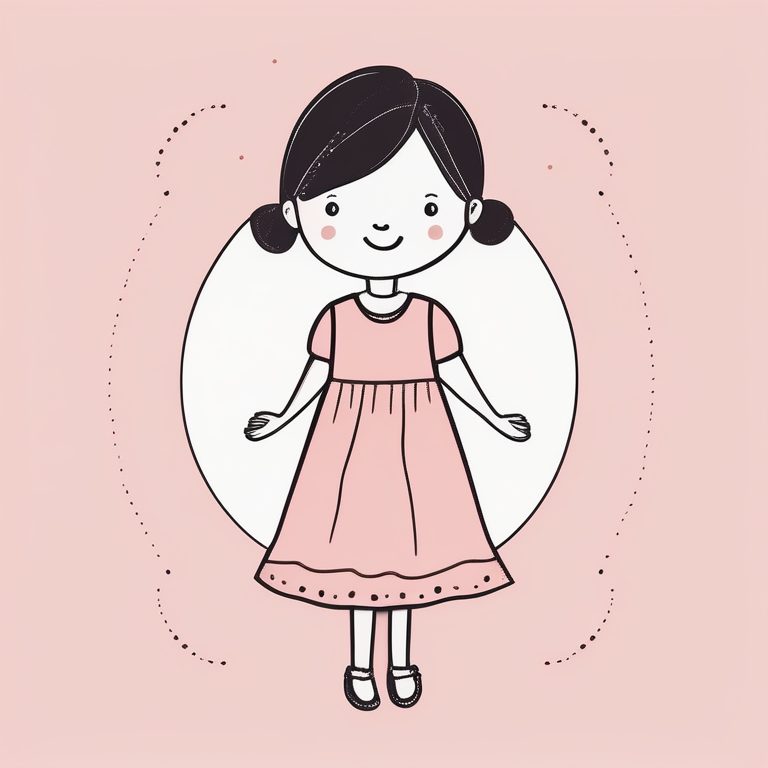 儿童手绘剪贴风格的女孩插画