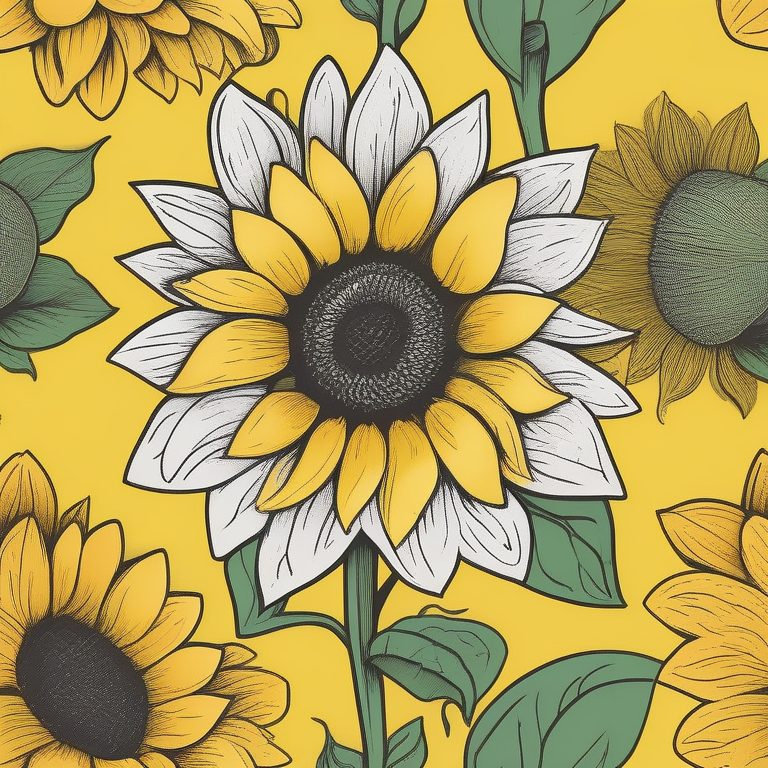 儿童手绘剪贴风格的太阳花植物