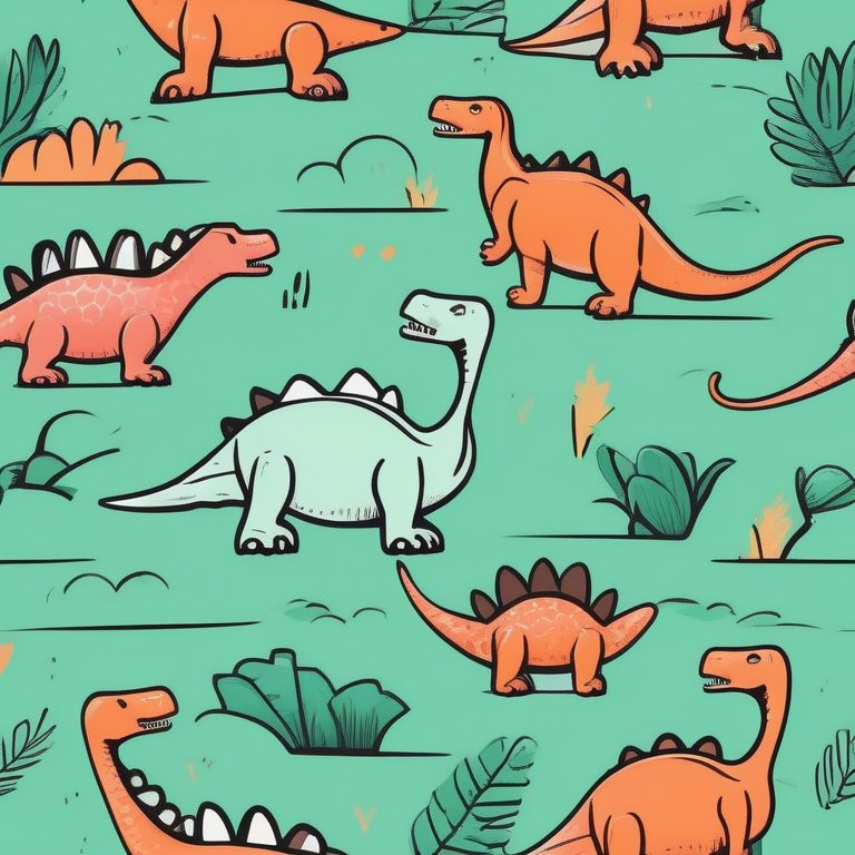 儿童手绘剪贴风格的玩具恐龙