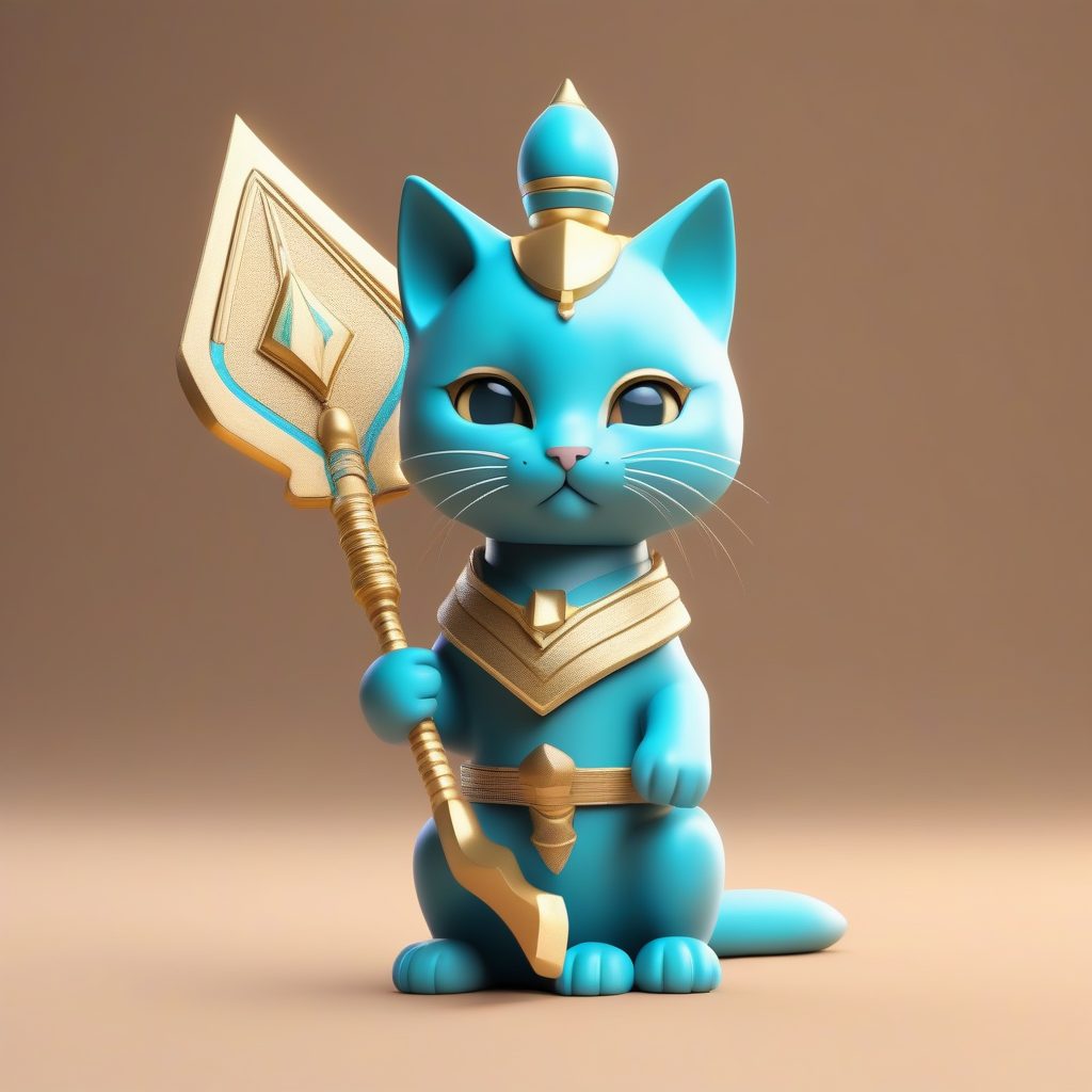 法老小猫Q版手办：古埃及主题3D全身照，高抛光柔和色彩