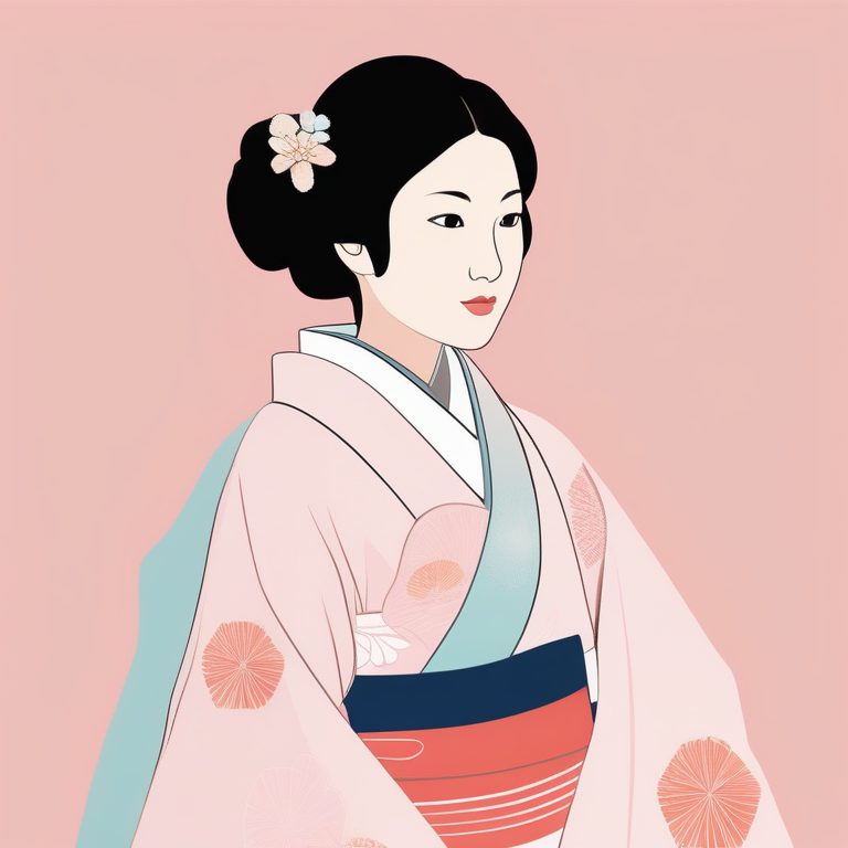 粉彩极简日式和服女孩