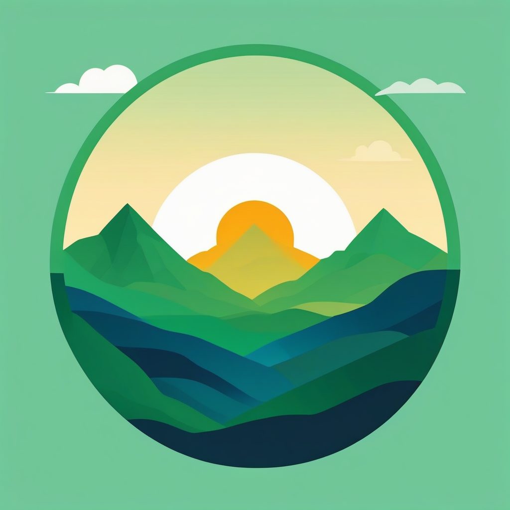 分层山脉风景图：利用负空间的极简主义海报艺术