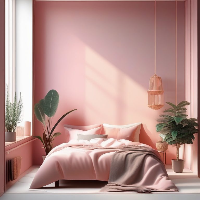 粉色极简梦幻卧室内部设计