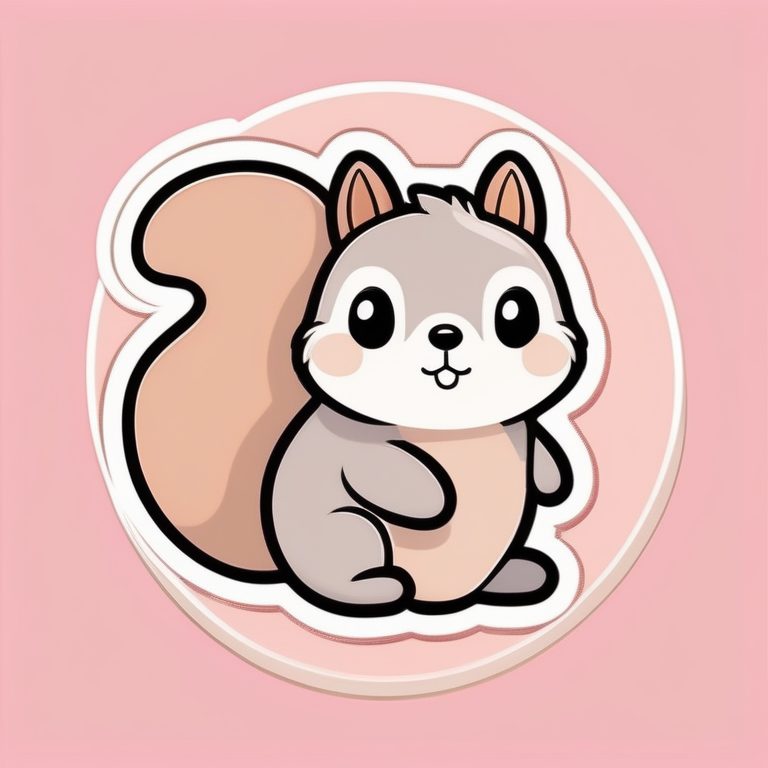 粉色系极简可爱贴纸风格松鼠