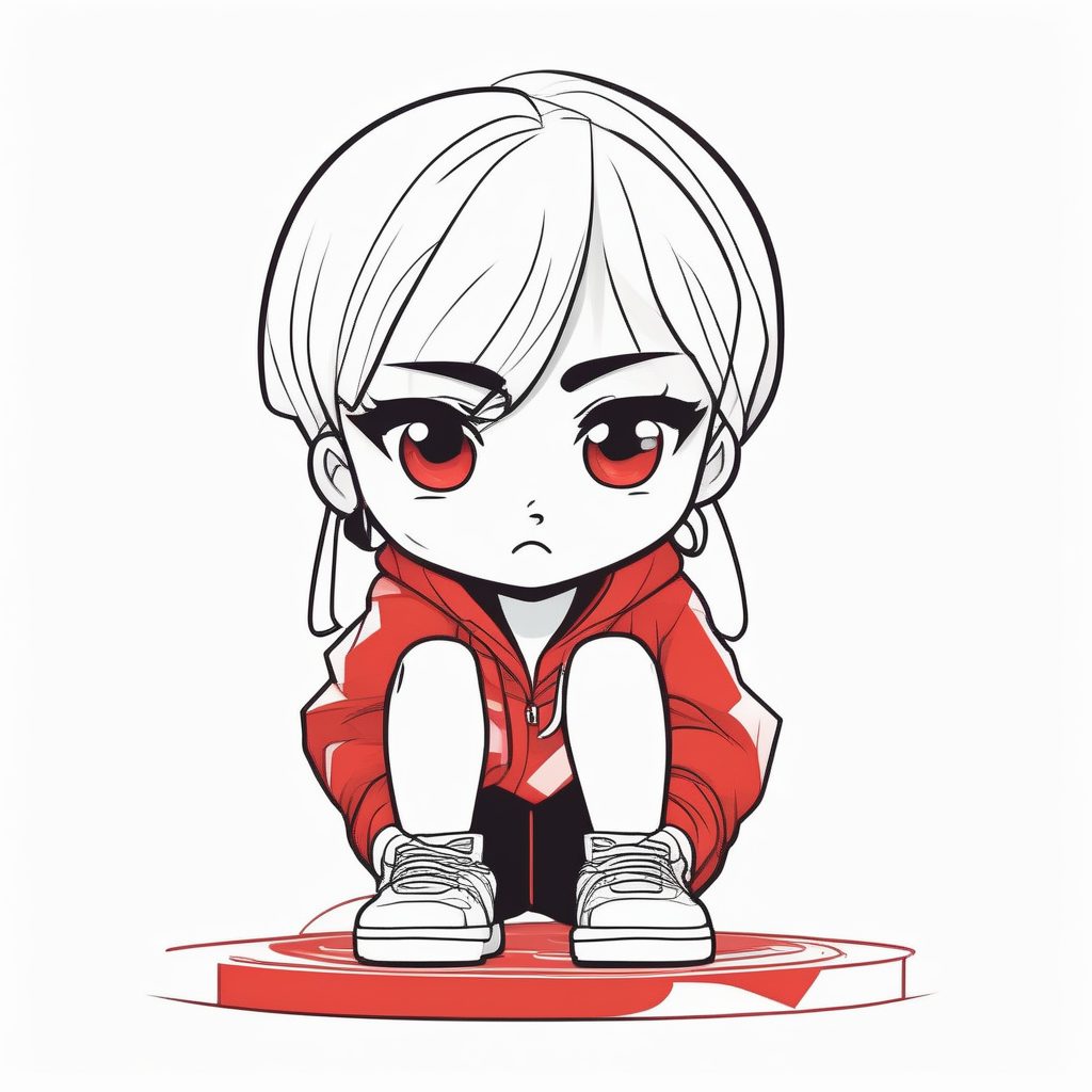 Flat Design美学：几何造型的愤怒Q版女孩，简洁明快