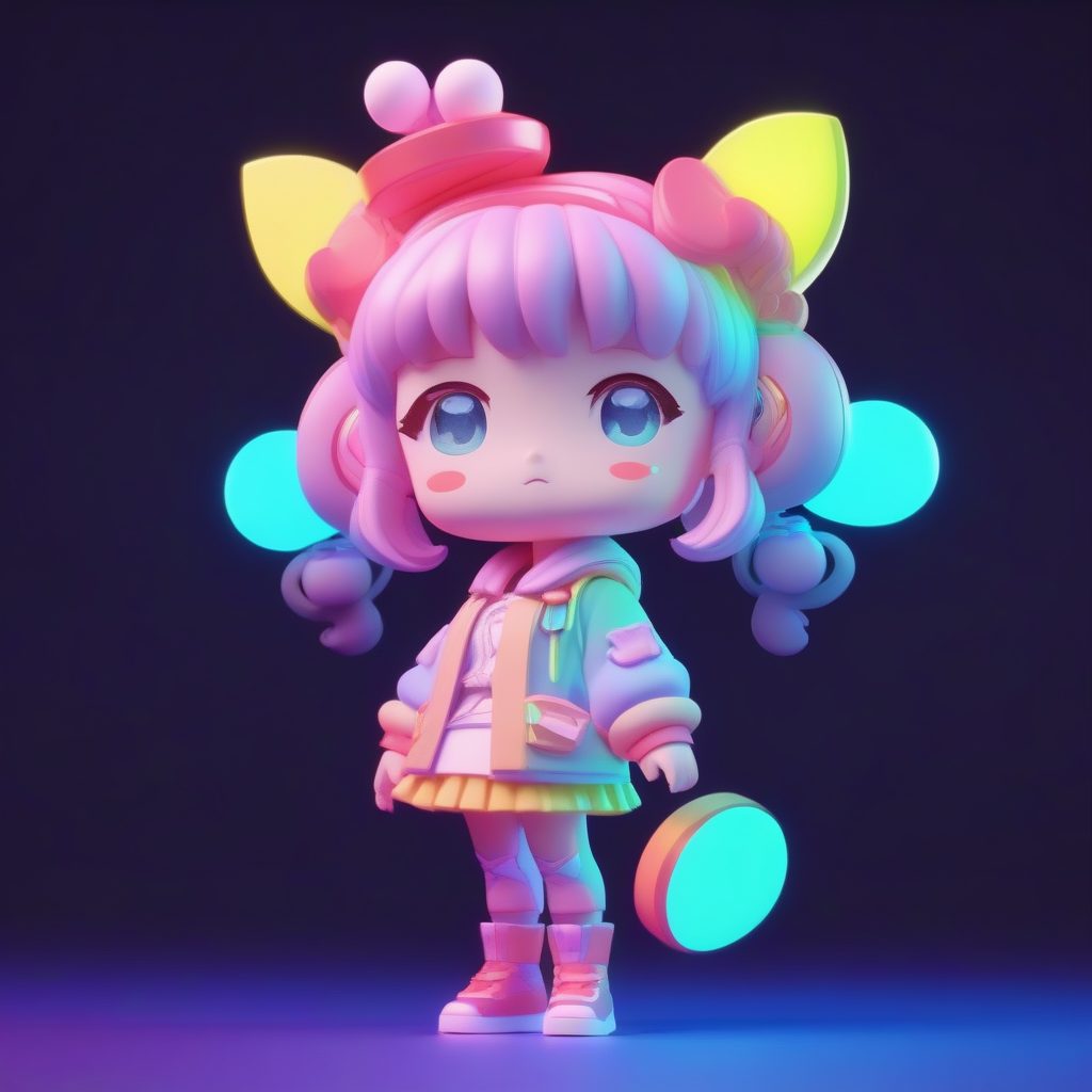 复古80年代魔法少女：霓虹色Q版动态手办