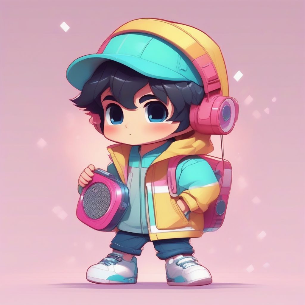 复古80年代Q版男孩:马卡龙色几何风极简角色卡(动态姿势)