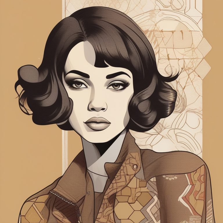 复古插画质感的人物肖像