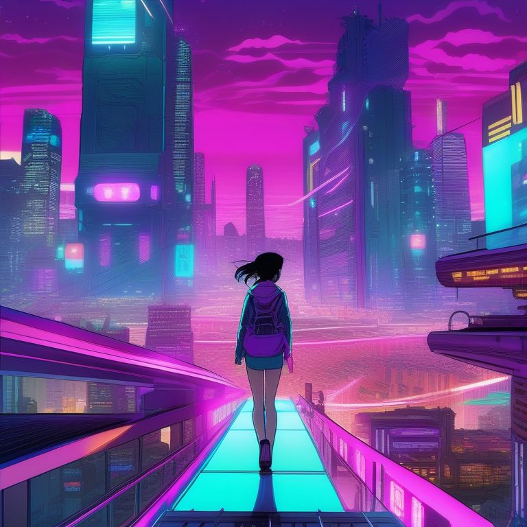 复古风抽象科幻未来城市景观