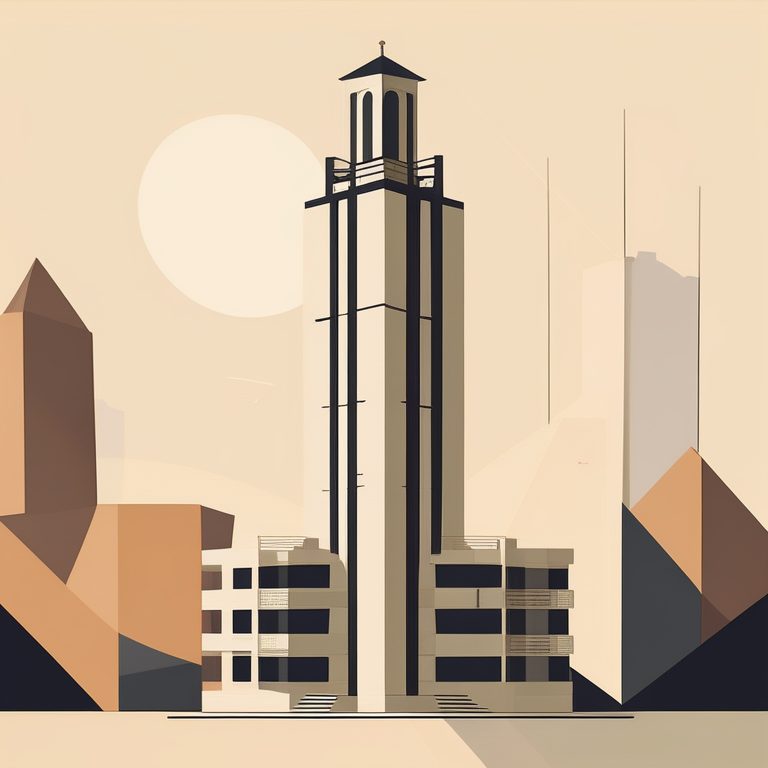 复古极简布豪斯建筑海报——高耸的钟楼