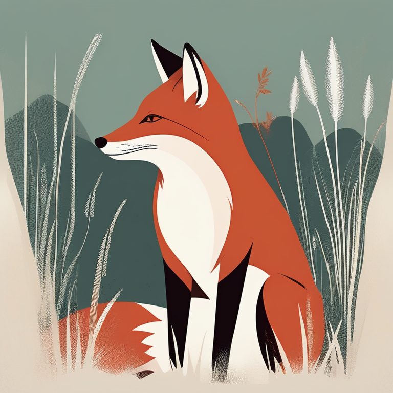 复古极简动物图案插画